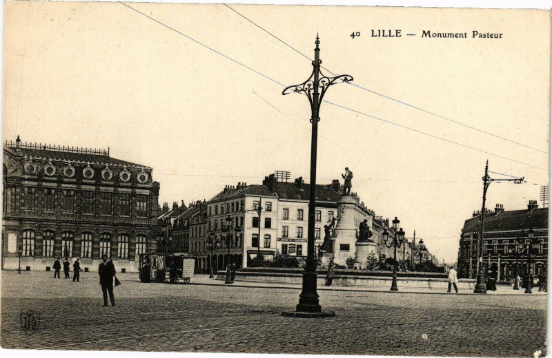 Carte postale ancienne Lille - Monument Pasteur à Lille