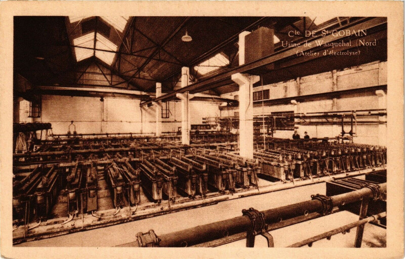 Carte postale ancienne C.ie de Saint-Gobain Usine de Wasquehal - (Arelier d'electrolys à Wasquehal