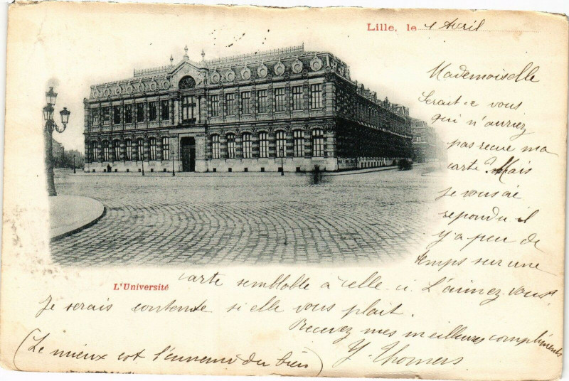 Carte postale ancienne Lille le 1 Avril - L'Universite à Lille