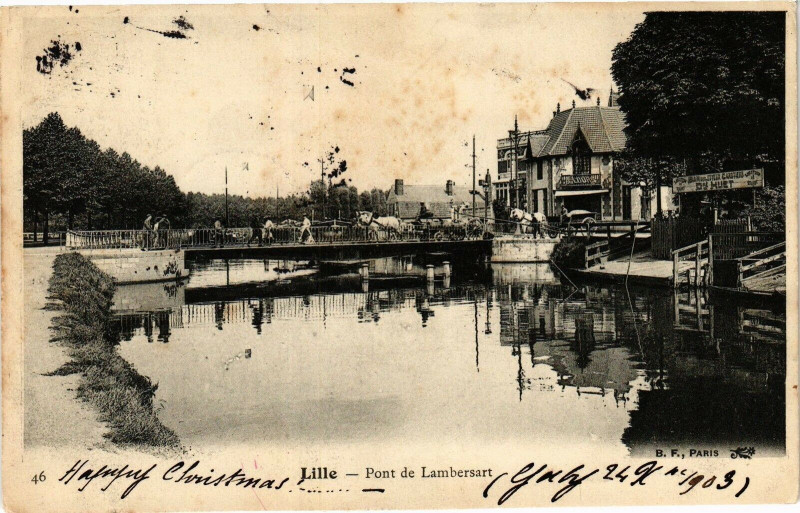Carte postale ancienne Lille - Pont de Lambersart à Lille