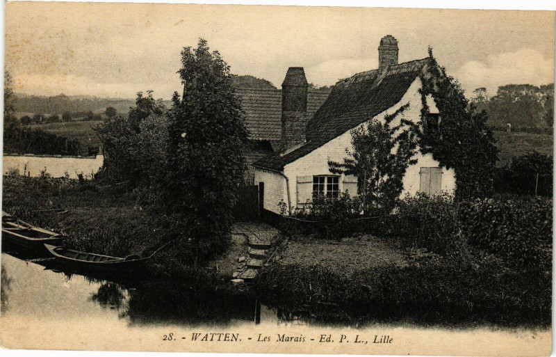 Carte postale ancienne Watten - Les Marais à Watten