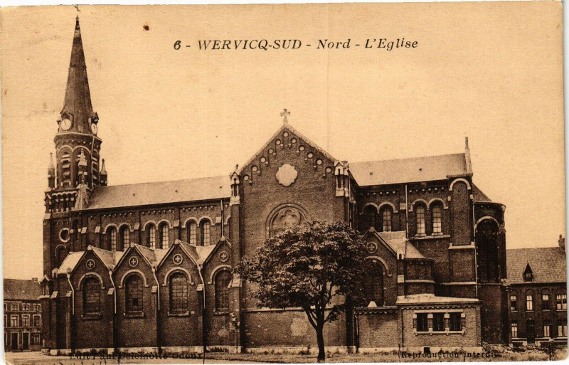 Carte postale ancienne Werviq-Sud - Nord - L'Eglise