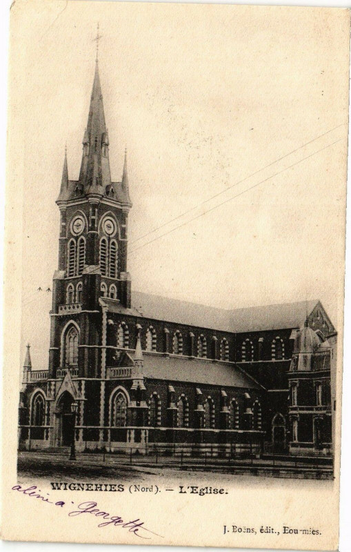 Carte postale ancienne Wignehies - L'Eglise à Wignehies
