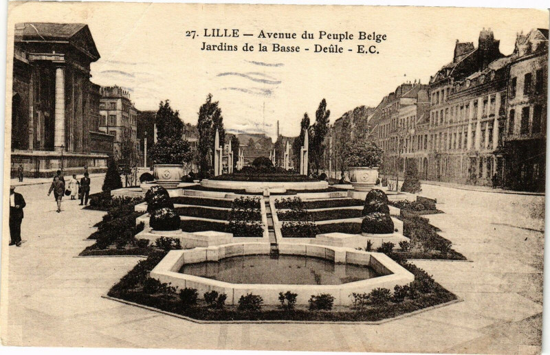 Carte postale ancienne Lille - Avenue du Peuple Belge Jardins de La Basse - Deule à Lille