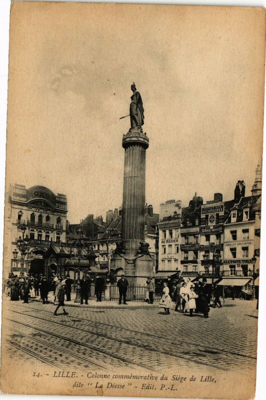Carte postale ancienne Lille - Colonne commemerative du Siege de Lille dite La Dieste à Lille