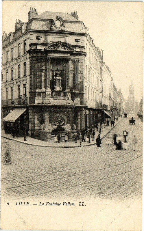 Carte postale ancienne Lille - La Fontaine Vallon à Lille
