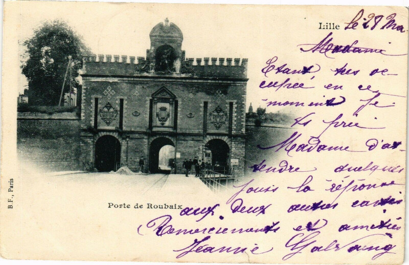 Carte postale ancienne Lille le Porte de Roubaix à Lille