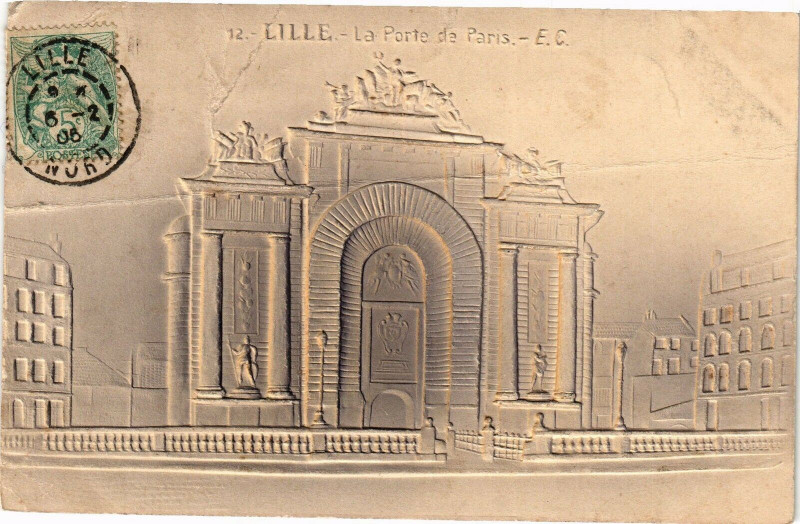 Carte postale ancienne Lille - La Porte de Paris à Lille