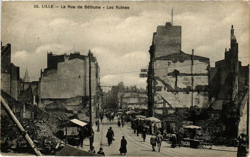 Carte postale ancienne Lille - La Rue de Bethune - Les Ruines à Lille