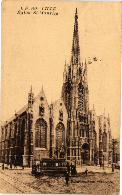 Carte postale ancienne Lille - Eglise Saint-Maurice à Lille