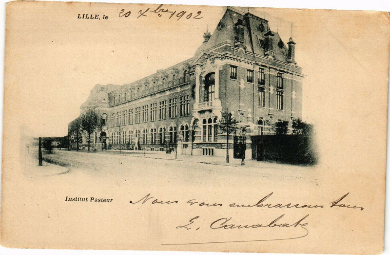 Carte postale ancienne Lille le.... 20/oct/1902 - Institut Pasteur à Lille