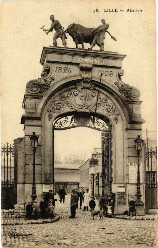 Carte postale ancienne Lille - Abatroir à Lille