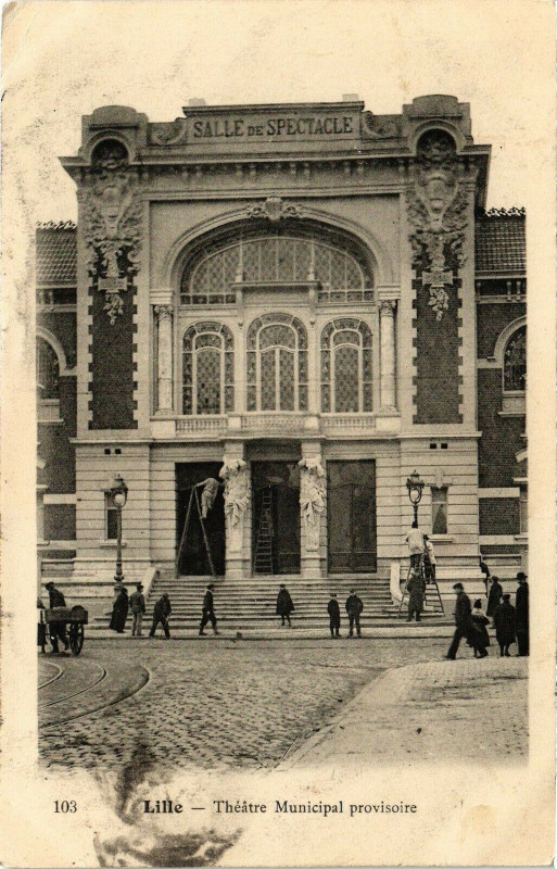 Carte postale ancienne Lille - Theatre Municipal provisoire à Lille