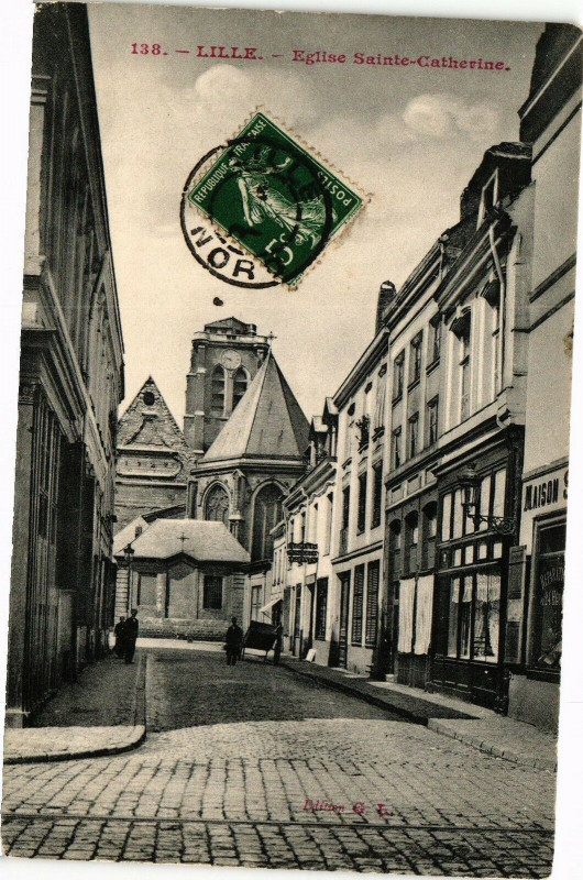Carte postale ancienne Lille - Eglise Sainte-Catherine à Lille