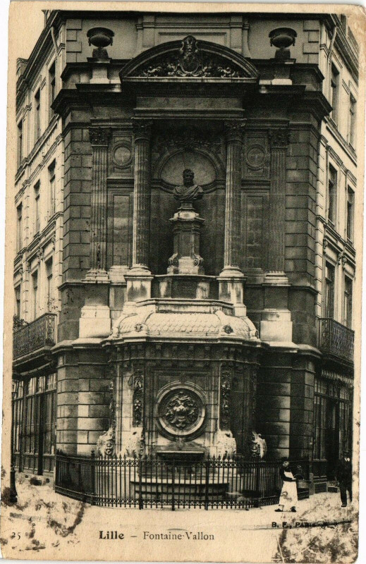 Carte postale ancienne Fontaine Vallon à Lille