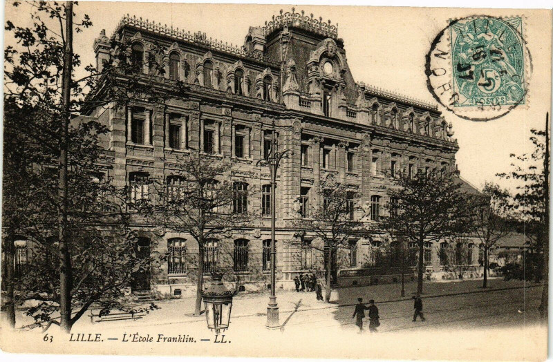 Carte postale ancienne Lille - L'Ecole Franclin à Lille