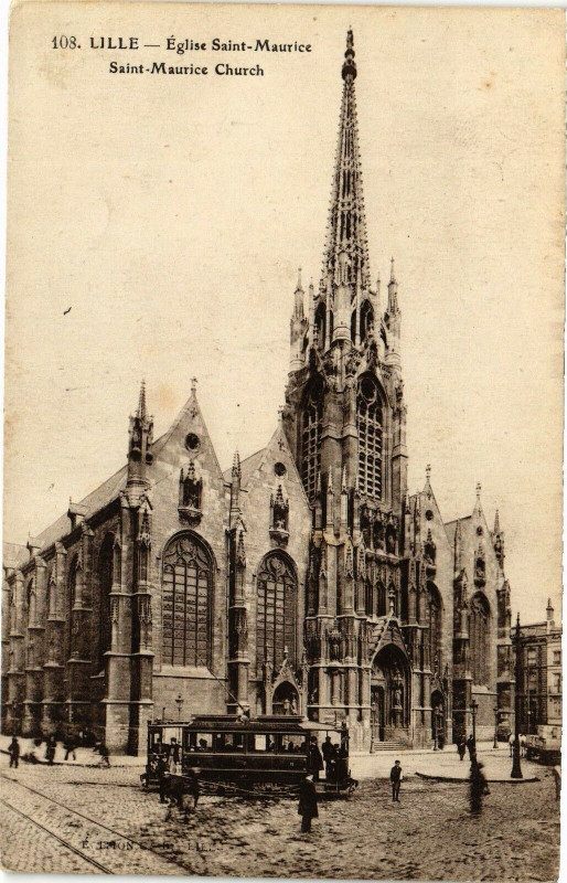 Carte postale ancienne Lille - Eglise Saint-Maurice Saint-Maurice Church à Lille