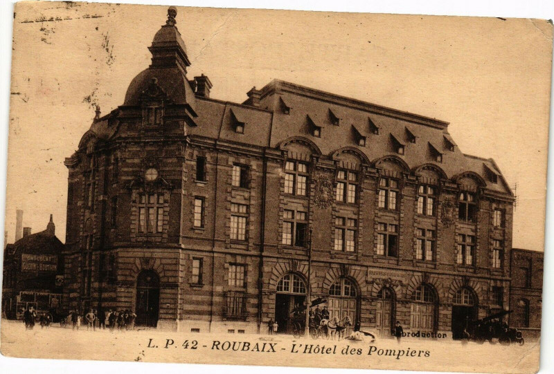 Carte postale ancienne Roubaix - L'Hotel des Pompiers à Roubaix