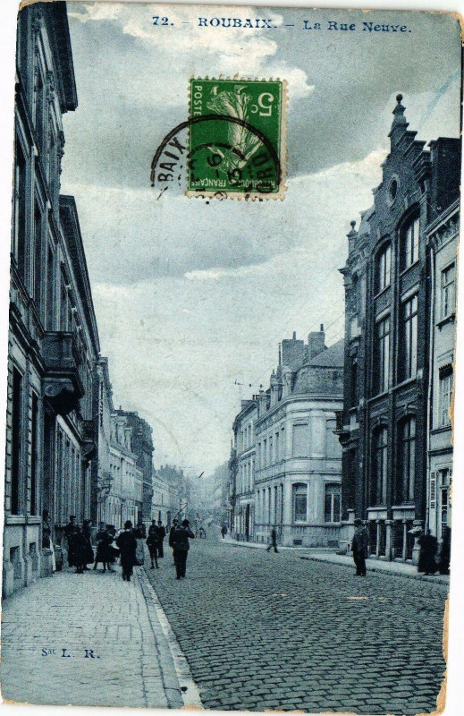 Carte postale ancienne Roubaix - La Rue Neuve à Roubaix