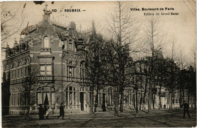 Carte postale ancienne Roubaix - Villas - Boulevard de Paris à Roubaix