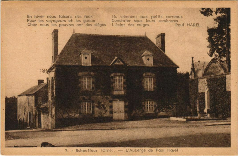 Carte postale ancienne Echauffour L'Auberge de Paul Harel à Échauffour