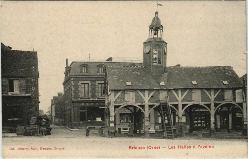 Carte postale ancienne Briouze Les Halles a l'avoine à Briouze