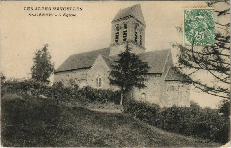 Carte postale ancienne Les Alpes Mancelles Saint-Ceneri L'Eglise à Ri