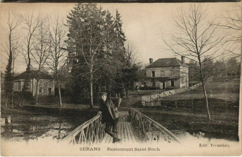 Carte postale ancienne Serans Restaurant Saint-Roch à Sai