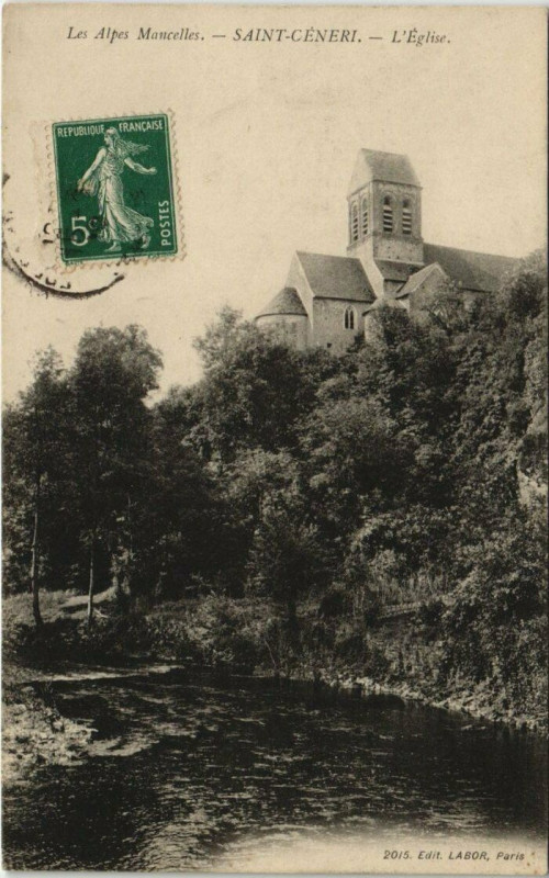 Carte postale ancienne Les Alpes Mancelles Saint-Ceneri L'Eglise à Ri
