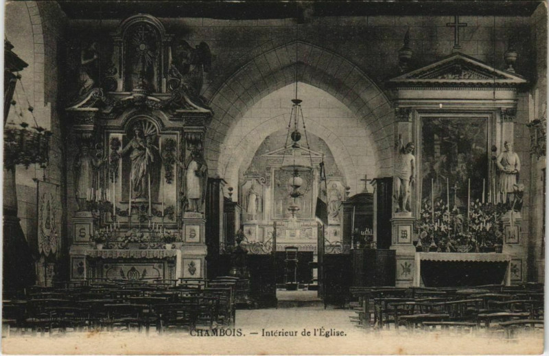 Carte postale ancienne Chambois Interieur de l'Eglise France à Ri
