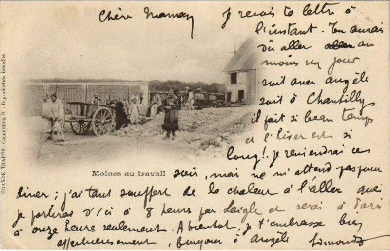 Carte postale ancienne Moines au travail France