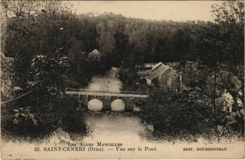 Carte postale ancienne Saint-Ceneri Vue sur le Pont France à Ri