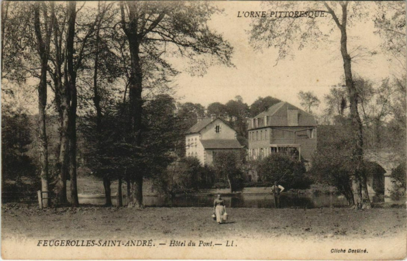 Carte postale ancienne Feugerolles Saint-Andre Hotel du Pont France à Sai