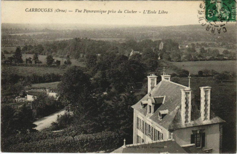 Carte postale ancienne Carrouges Vue Panoramique prise du Clocher France à Carrouges