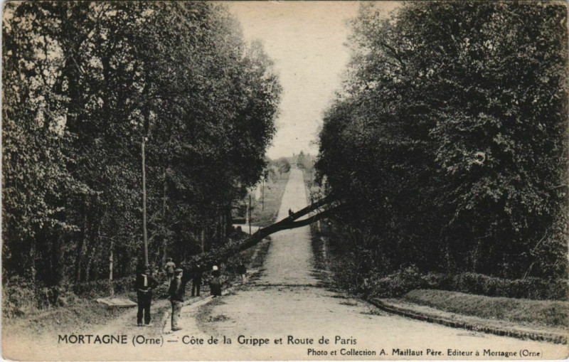 Carte postale ancienne Mortagne Cote de la Grippe et Route de Paris France à Ri