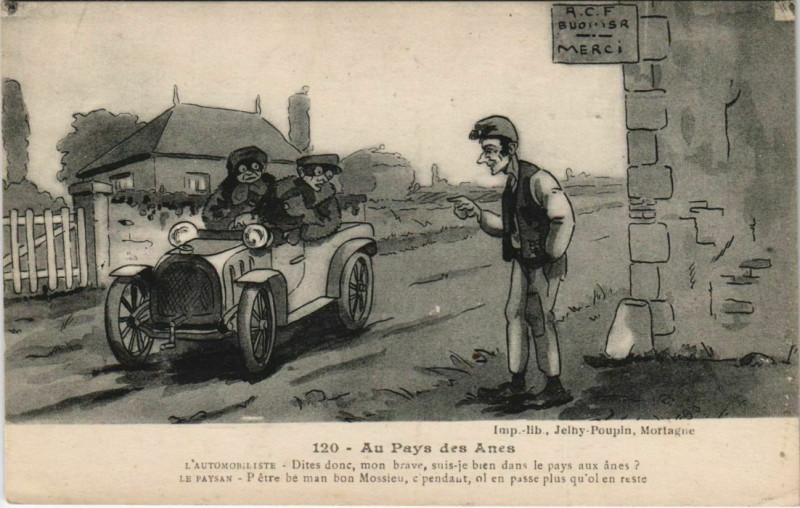 Carte postale ancienne Mortagne Au pays des Anes France