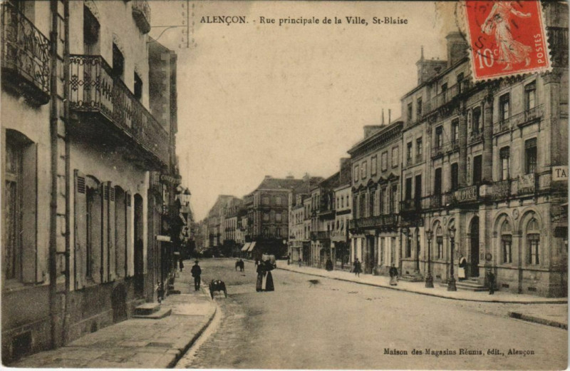 Carte postale ancienne Alencon Rue principale de la Ville, St.Blaise France à Alençon