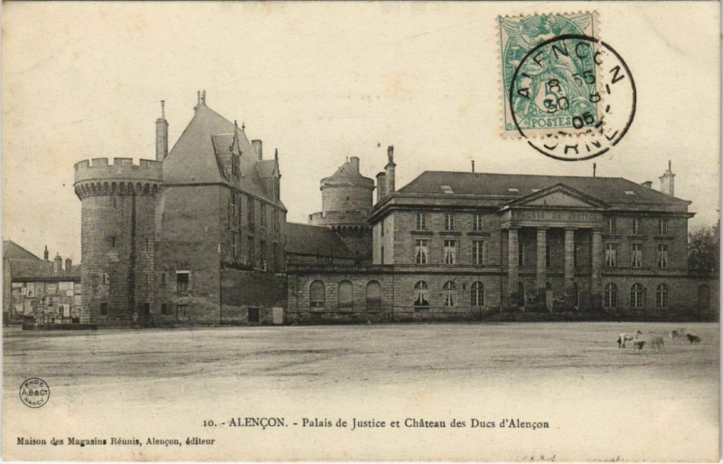 Carte postale ancienne Alencon Palais de Justice et Chateau France à Alençon