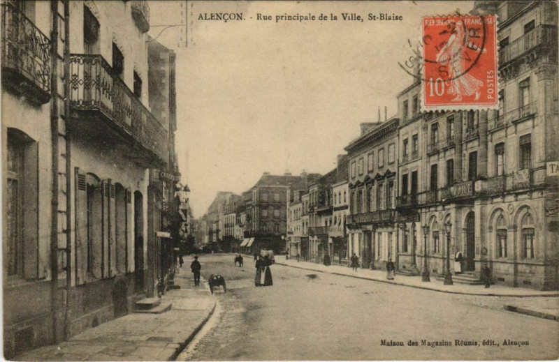 Carte postale ancienne Alencon Rue principale de la Ville, St.Blaise France à Alençon