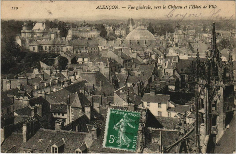 Carte postale ancienne Alencon Vue Generale, vers le Chateau France à Alençon