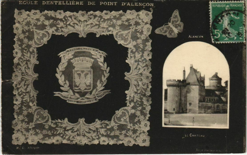 Carte postale ancienne Alencon Ecole dentelliere de Point d'Alencon France à Alençon