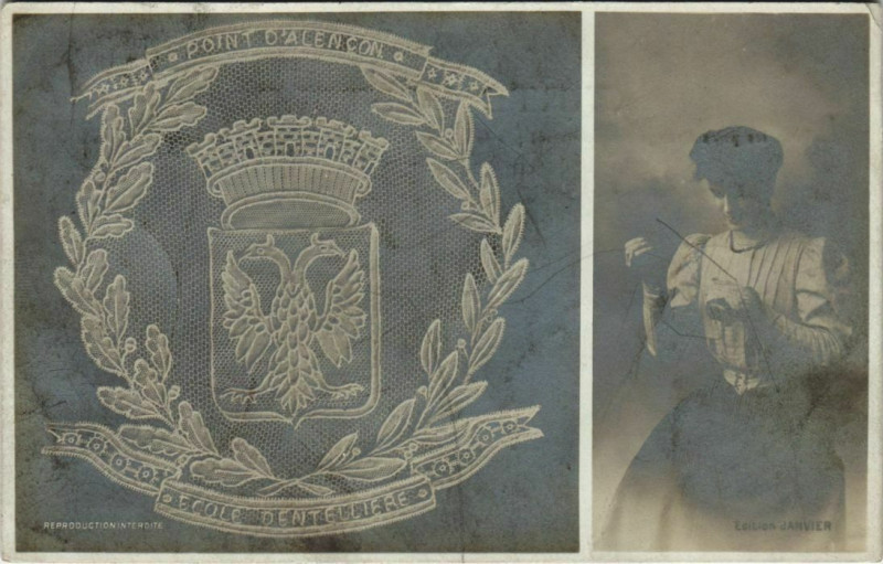 Carte postale ancienne Alencon Point d'Alencon France à Alençon