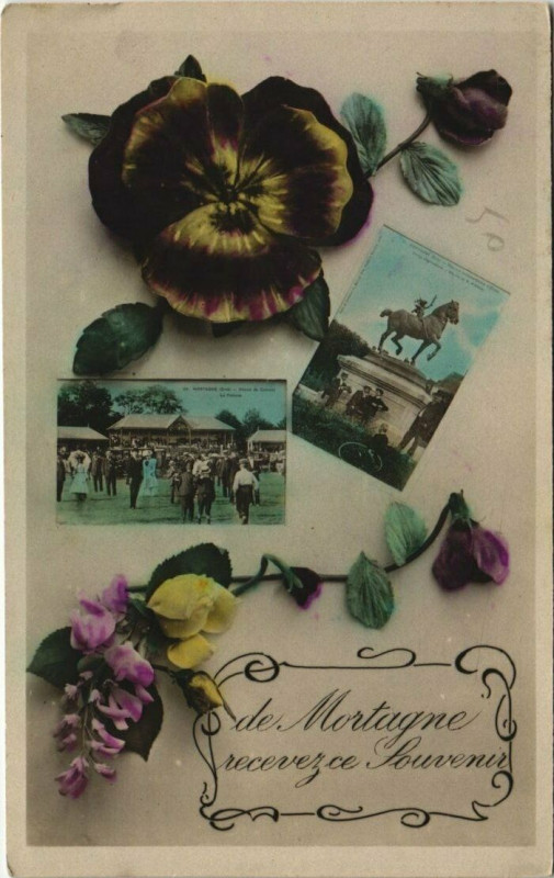 Carte postale ancienne Mortagne recevezce Souvenir