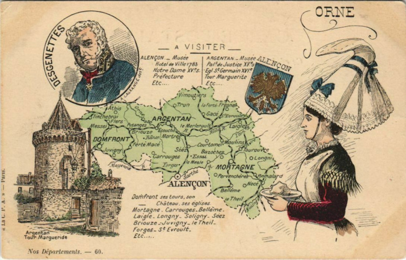 Carte postale ancienne Orne-Nos Départements