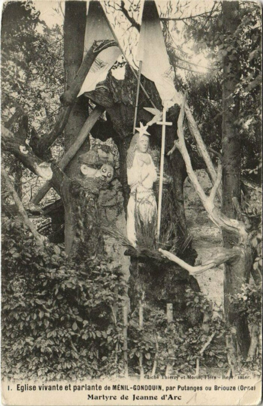 Carte postale ancienne Eglise vivante parlante de Menil-Gondouin - Martyre Jeanne d'Arc à Ménil-Gondouin