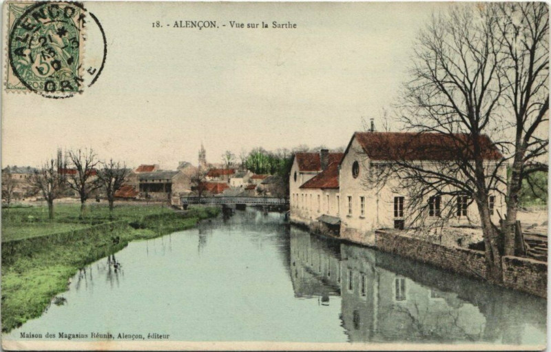 Carte postale ancienne Alencon - Vue sur la Sarthe à Alençon