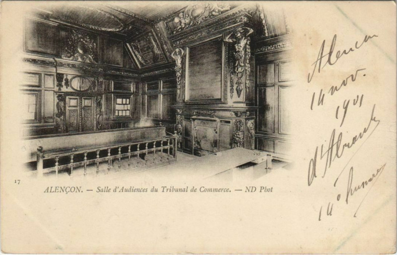 Carte postale ancienne Alencon - Salle d 'Audiences du Tribunal de Commerce à Alençon