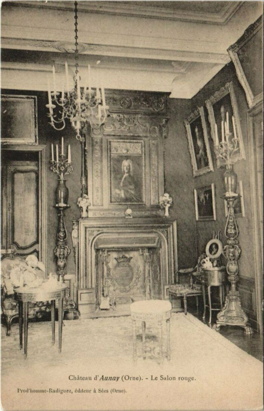 Carte postale ancienne Chateau d'Aunay-Le Salon rouge