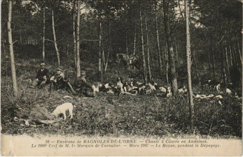 Carte postale ancienne Bagnoles de l'Orne-Chasse a Courre en Andaines