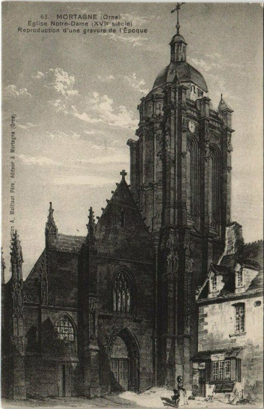 Carte postale ancienne Mortagne - Eglise Notre Dame
